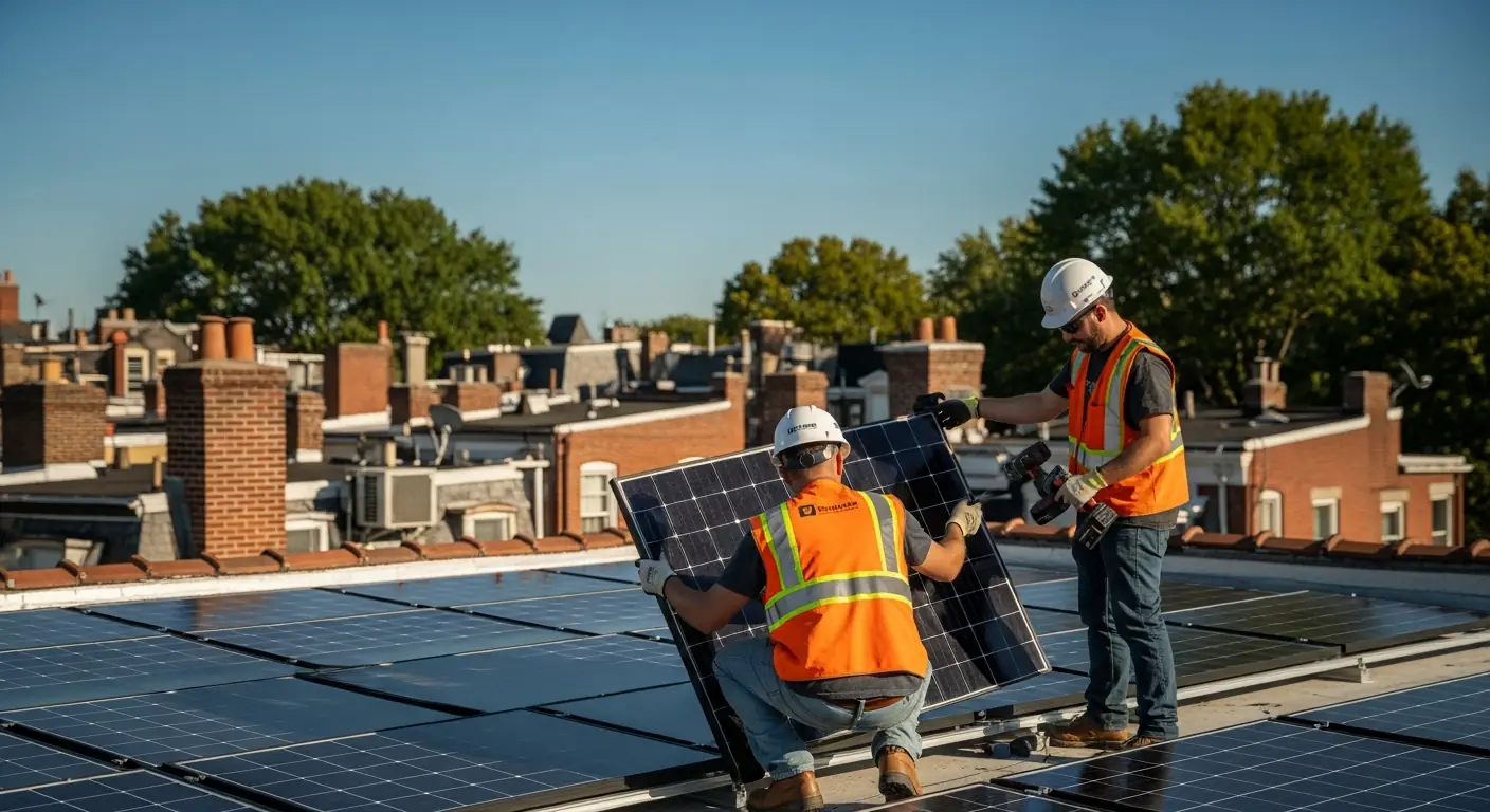 Install crew on a DC rowhouse roof